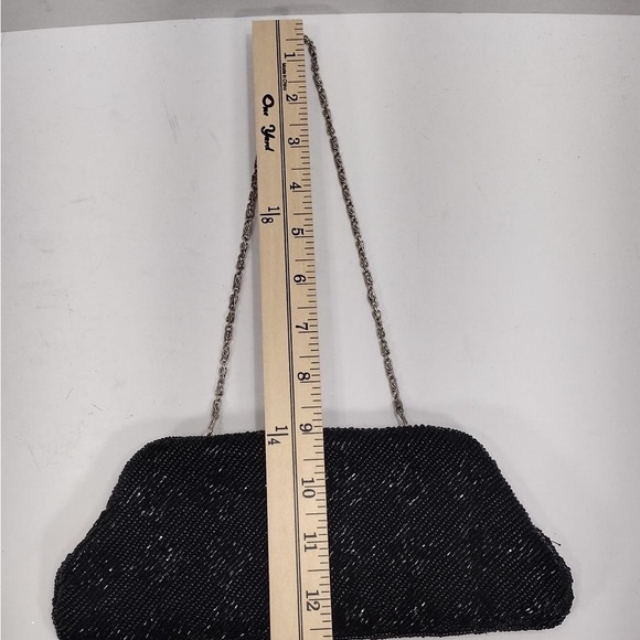 Elegant Black Beaded Clutch - Picture 5 of 6